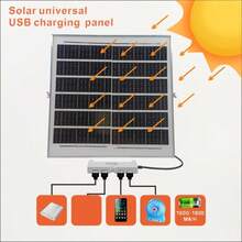 15W Solar Panel With 4 USB Charging Ports, Suitable For Charging Various USB Devices, Simultaneous Charging For 4 USB Ports, Output 1600-1800mA Per Hour, 5M Cable Included