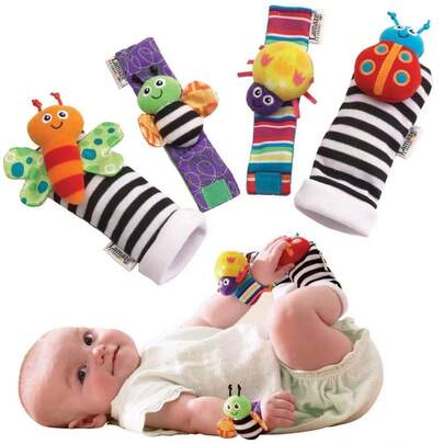 Juguetes de sonajeros y muñequeras para bebé. Sonajeros de muñeca y de pie para recién nacidos. Pulseras y calcetines con sonajero para bebés de 0-6 y 6-12 meses. Regalo ideal para baby shower