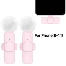 Wireless Lavalier Microphone For Phone IPad TypeC Lapel Mics Plug-Play 2.4G Ultra-Low Delay Built-In Noise Reduction Chip 8H Working Time For Video Recording Interview Podcast Vlog - Pink - View 14