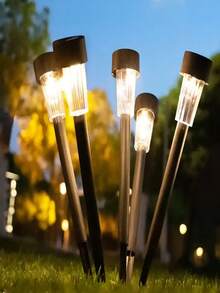 10pcs Solar LED Lights, Outdoor Solar LED Lawn Lights, 35 Milliamperes,Solar Landscape Decorative Lights, Waterproof And Durable. They Are Suitable For Courtyards, Lawns, Paths, Decks, Driveways And Gardens, As Well As For Decorating Festival Parties And Garden Walkways. - warm light lamp - 查看 2