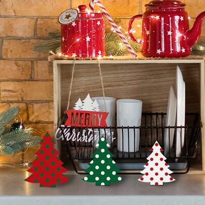 Weihnachtsbaum Tischdekoration - Set mit 3 Stück, Innen Holz Weihnachtsfiguren, nicht elektrisch, Feiertags-Dekorationen für jeden Raum, Feiertags-Bauernhaus-Party Dekor Geschenke, Weihnachtsbaum Ornamente Cartoon Holz Handwerke Ornamente Weihnachten Kreative Heim Dekorationen Weihnachtsdekorationen Raumdekoration Winter