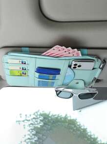 汽车遮阳板收纳袋，多口袋汽车遮阳板收纳袋，汽车遮阳板太阳镜架，皮革口袋收纳袋 - 多口袋时尚眼镜收纳袋，卡片和执照，登记和保险文件夹，卡车和汽车个人物品收纳袋，太阳镜，适合大多数车辆