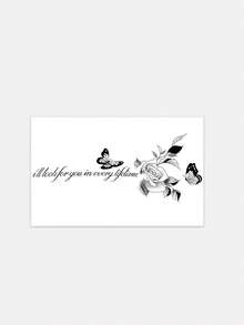 1 pieza Tatuaje temporal artístico de rosa, mariposa y letra inglesa inspiradora para la clavícula, romántico, a prueba de agua, a prueba de sudor, no reflectante, apto para uso diario de las personas. Duración de 7 a 14 días - Negro - Ver 4