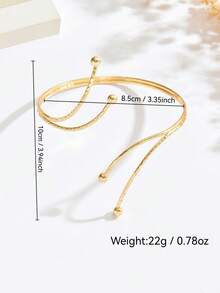 1 chiếc vòng tay kim loại hình học bất đối xứng thời trang dành cho nữ, trang trí tay hở hình học tối giản, đa năng, có thể điều chỉnh, thích hợp cho lễ hội âm nhạc, tiệc tùng, dạ tiệc - Vàng - Xem 5