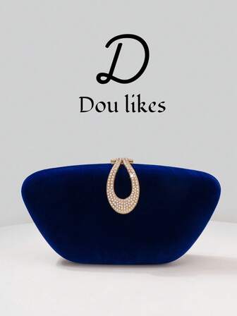 1pc Luxury Velvet Box-Shaped Party Handbag, Water Drop Shaped Rhinestone Decor Clutch Bag, Suitable For Gala, Ball, Formal Attire Pairing, Formal Party Crossbody Bag, Tready Party Bag, Perfect For Party, Wedding, Prom, Gala/Banquet, Matching Women's Prom Dress, Prom Accessories, Sequin Dress, Shiny Dress, Women's Elegant Dress.