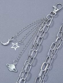 1 件男女通用朋克星吊坠腰链，3 层流苏金属链腰带，适合休闲、户外、运动、旅行、毕业、生日、日常穿着 - 彩色 - 查看 7