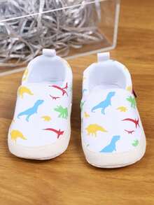 yibubu أحذية بيضاء للأطفال الرضع بطبعات حيوانية، أحذية أنيقة للبنات الرضع بتصميم تنين، قابلة للتنفس ومريحة، أحذية مسطحة للرضع ذات نعل ناعم، أحذية مشي أول للمواليد، هدية عطلة