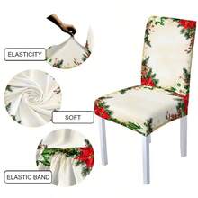 1/4/6/8 Stücke Set, modische Weihnachts-Muster Stuhlbezüge/Bürostuhlbezüge/Esszimmerstuhlbezüge, geeignet für moderne Inneneinrichtung Zuhause, Restaurant und Hotel Dekoration. Die elastischen Stuhlbezüge sind waschbar, ideal als Weihnachtsgeschenke. - Verschiedenfarbig - Übersicht 7