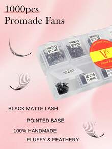 1000 Fans Loose Fans Curvature Size C Eyelash Extensions 3D 4D 5D 6D 8D Mixed Lengths 8-15mm Premade Volume Fans Pointy Base Lashes - C - View 3