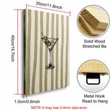 1 件无框/带框波西米亚条纹马提尼厨房墙壁艺术帆布海报印刷简约鸡尾酒酒吧推车艺术复古绘画适用于餐厅、客厅、餐厅、现代家居装饰