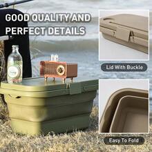 Panier de pique-nique pliable, panier de rangement étanche multifonctionnel avec couvercle, adapté au camping, à l'extérieur, au stockage à domicile, au stockage des aliments, à la Saint-Valentin, à Thanksgiving, à Noël - Militaire verte - Voir 2