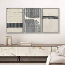 1/3 piezas Opcional Juego de arte de pared con impresión en lienzo con marco de madera en patrones negro, marrón, a cuadros, poligonales, formas abstractas para decoración del hogar, cómodo, neutro, decorativo, simplicidad moderna, adecuado para decoración de paredes en salas de estar, dormitorios y oficinas