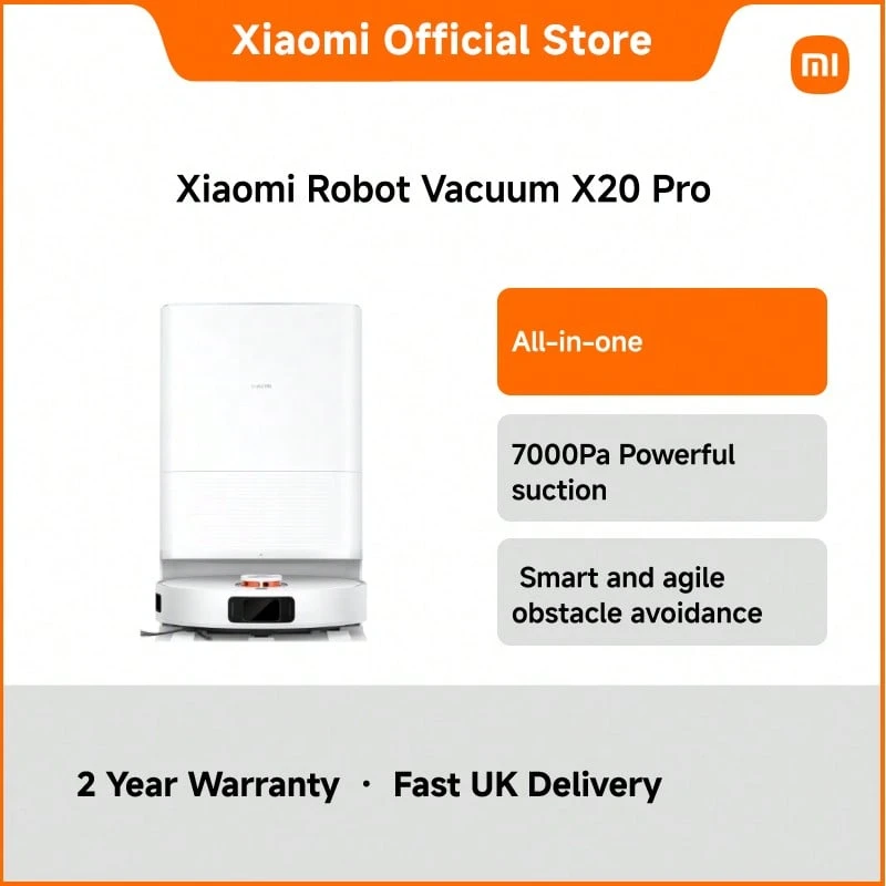 Xiaomi Robot Vacuum X20 Pro – Smart Robotic Vacuum With Omni Station, 5200mAh Battery, 55W Suction Power, Dual Mop Pads, Self-Cleaning & Auto Water Tank, 350mm Body For Full-Coverage Cleaning - White - View 1