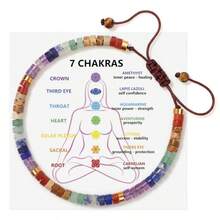 可调节天然石串珠手链，波西米亚风格手工彩色石手链，女士适用 - 彩色 - 查看 9