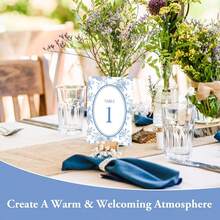 Wedding Table Numbers 1-30 Chinoiserie Flower Number Place Cards 4 X 6 Inch Blue Floral Table Number Labels For Birthday Bridal Baby Shower Reception Party - 鼠尾草綠 - 查看 10
