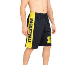 Men's Sports Shorts For Gym, Bodybuilding, Running - 黑色和黃色 - 查看 3