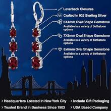 Gem Stone King 3-Stone Leverback Drop Dangle Earrings Women |   925 Sterling Silver |   Gemstone Birthstone |   Oval 8X6MM 7X5MM And 6X4MM |   Fine Jewelry Gifts Her Mom Women Wife - 紅榴石 - 查看 2