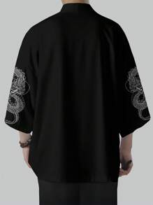 Men's Casual Cardigan, Polyester, Casual Summer Style - Black - View 5