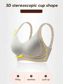 3件套女士无钢圈无缝文胸，强力提拉无缝文胸，专为大胸设计的无钢圈提拉文胸，舒适后背带设计，防止下垂无缝文胸 - 彩色 - 查看 7