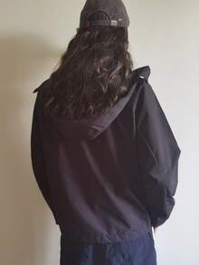 秋季女士防风外套 防水轻便户外长袖连帽外套 户外服装 滑雪服 - 黑色 - 查看 2