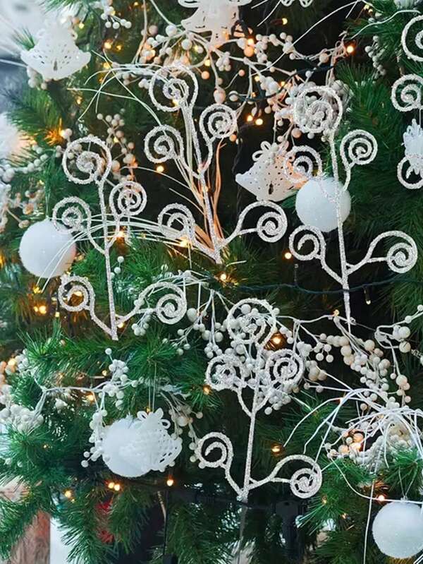 12pcs Gold Powder Candy Ring Leaves, Christmas Tree Decoration Accessories, Party Scene Decor & Photography Props