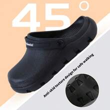 Monochrome Waterproof And Oil-Proof Chef Shoes, Comfortable, Non-Slip And Durable Deodorant Kitchen Shoes, Indoor Casual Soft-Soled Slippers With Headgear, Male And Female Alphabet Function Shoes, Couple Beach Bag Head Sandals, (Black, Gray And Pink) - 黑色-C - 查看 1