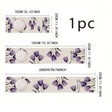 1/25pcs Purple Tulip Pattern Printed Linen Table Runner, Suitable For Holiday Parties, Birthday Dinners, Kitchen & Dining Room Decor, Furniture & Home Textile Decoration. It Is A Versatile Home Decor Item Applicable For All Seasons, Great For Party/Holiday Decorations, And Also An Excellent Gift For Parents And Friends. - ZQ-292 - View 16