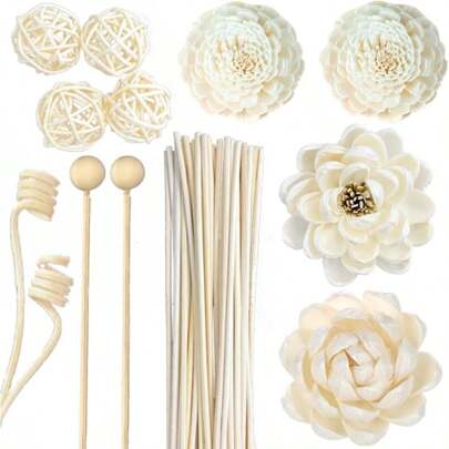 42PCS Reed Diffuser Sets Natural Rattan Flower Reed Fragrance Diffuser Set Fragrance Diffuser Replacement Rattan Sticks Home Decor