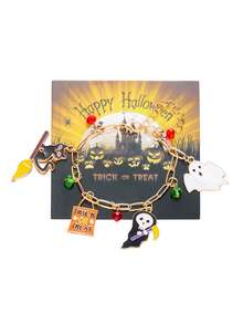 1 Braccialetto a catena con ciondolo a forma di zucca, pipistrello, ragnatela e fantasma, di moda per ragazze, adatto per occasioni festive