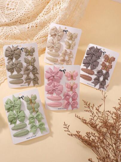8pcs/Set Minimalist Bowknot Hair Clips, Bohemian Knitted Butterfly Hair Clips For Girls, Ponytail Clips For Holiday Party, Travel, Fashion Hair Accessories Set
