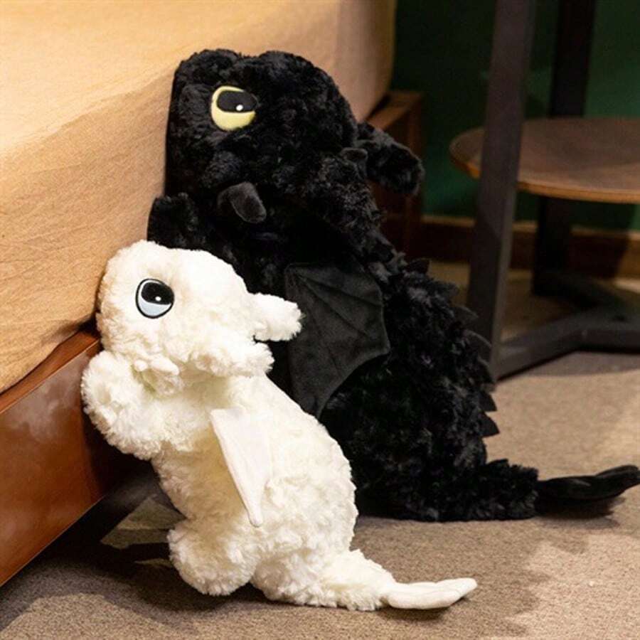 How to Train Your Dragon 坐姿驯龙师毛绒玩具 - 可爱的卡通风格毛绒动物，生动传神的眼睛，采用柔软的聚酯纤维制成，深棕色和混合色可选，是送给龙爱好者的完美生日礼物，趣味十足的龙形毛绒玩具，经久耐用，夜煞无牙白龙儿童毛绒玩具装饰 - 彩色 - 查看 1