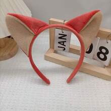 1pc Halloween Devil Horns, Christmas Holiday Performance Cosplay Cartoon Animal Headband Plush Headpiece, Rabbit, Cat, Cow, Tiger, Sheep, Rabbit Ears, Hairband For Women, Autumn Outfits, Hair Hoop