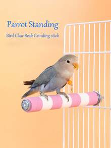 1 szt. Kolorowy pręt do mielenia papug ze stali nierdzewnej, ze śrubami do mocowania, zapewnia ptakom grzędę i rozrywkę, edukacyjne artykuły dla ptaków, akcesorium do klatki dla ptaków, zabawka dla papugi (wszystkie kolory akcesoriów, losowo montowane)