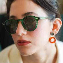 2026 Must-Have Tortoiseshell Round Eyewear, Classic Retro Spectacles With UV Protection For Everyday & Travel, Perfect For Summer Beach Days, Graduation Shoots, Vacation Getaways, Camping Adventures & Casual Outfits, Designed To Add A Timeless, Gentle Vibe To Any Look - Khung tranh lá trà hình báo phân cực C4 - Xem 1