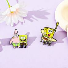 SPONGEBOB 海绵宝宝1/2件创意动漫海绵宝宝胸针创意派大星翻领别针金属珐琅徽章饰品背包服装配饰节日礼物圣诞节 - 均碼 - 查看 7