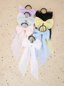 7条装弹力发圈，带蝴蝶结丝带，可爱风格发饰，蝴蝶结装饰发圈，适合女性及返校季，马尾辫发圈，发圈，橡皮筋发带，礼物，发绳