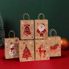 6 pièces Sacs cadeaux de Noël avec poignées, sacs cadeaux en papier de carte de Noël - motifs Père Noël, renne et bonhomme de neige, sacs de shopping de Noël, sacs de rangement, sacs fourre-tout, convient pour les achats de Noël et les cadeaux de fête, pour emballer les cadeaux, petits sacs cadeaux en papier de Noël, décorations de Noël, salle de classe, mariage