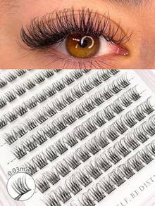 Rikuaild 120 Pcs D Curl DIY Eyelashes - Selected 0.03mm PBT Material Really Fluffy Soft Clusters Lash, Ultra-Light & Wispy Fake Eyelashes Makeup Natural Look Individual Lashes