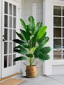 1pc 115cm Large Artificial Plants Bird Of Paradise Tree Tropical Fake Banana Leaves Big Size Plants Leaves Plastic Palm Plants Real Touch Tree Foliage For Home Garden Decoration Without Pot - Multicolor - View 4