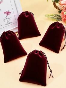 5/10pcs Suede Gift Bag With Drawstring, Solid Color Suede Drawstring Packaging Bag, Reusable Packaging Storage Bag For Jewelry Party Gifts, Velvet Bag For Wedding Gifts, Candy Bag For Party Gifts Travel