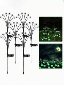2pcs/4pcs Outdoor Solar Halloween-Themed Eyeball Lights, Green And Red 6-Eye Horror Eyeball Lights, Ghost Eye Lights, With Waterproof Box ABS Resin Sturdy Material + Stainless Steel Corrosion Resistance, Suitable For Garden Haunted House Decoration, Outdoor Courtyard Festival Home Decoration And Funny Lamp Posts, Lawn Garden Decoration And Wind Lamp Posts, Halloween Party Gift (300mah)