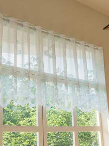 1pc Hang Rod Free Installation Floral Embroidered Half Short Curtain, Suitable For Bedroom, Kitchen, Living Room Home Divider - Multicolor - View 10