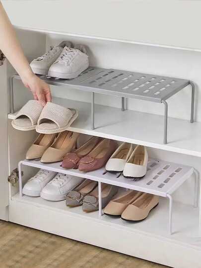 Estantería expandible para zapatos, organizador de espacio multiusos para zapatos, estantería divisoria para armario, estantería de almacenamiento de escritorio de doble nivel, escurridor para tazones, platos y cubiertos de cocina