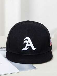 Czapka baseballowa z haftowaną gotycką literą A, z flagą USA z boku, unisex, kontrastowy kolor, odpowiednia do kucyka, hip-hopu, na ulicę, do sportu, mody, ochrony przed słońcem, do codziennego użytku