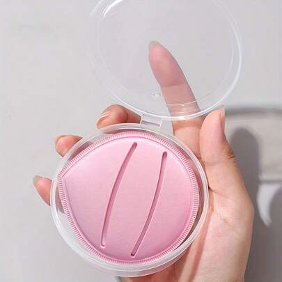 Caja de almacenamiento de cosméticos redonda de plástico transparente, estuche compacto portátil para polvos con tapa para viajes