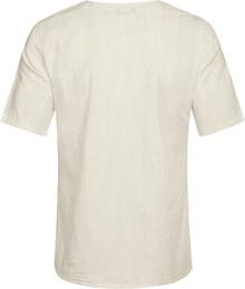 Men Casual Cotton Linen T Shirt Short Sleeve Beach Lace Up Hippie Shirt Yoga Renaissance Tunic - 短袖-奶油色 - 查看 7