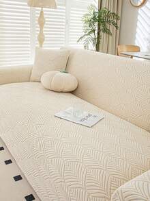 1 件提花毛绒沙发套，现代简约防滑沙发垫，防尘可洗沙发套，L 型沙发 1/2/3/4 座椅保护套，宠物友好型装饰，适合所有季节 - 亞麻白 - 查看 11