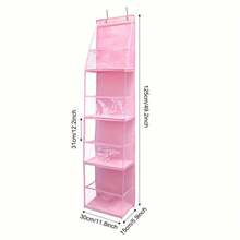 1pc 4 Layer Over The Door Hanging Organizer,Cosmetics Wall Hanging Storage Organizer,Large Capacity Mesh Holder With Clear Pockets Hanging Storage Bag,For Kitchen Nursery Bathroom Closet,Bedroom,Dorm,Diapers,Toys.(4 Layer Mesh Pink) - Pink - View 3