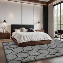 Treeboy Fluffy Rugs Living Room, Grey Area Rugs For Bedroom, Washable Anti Slip Large Shaggy Soft Rug Fluffy Modern Carpets Mat Beside Area Rug For Living Room Kids Room - Grey & Black - View 7