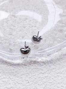 FOREVER QUEEN 1 par de brincos de maçã em prata esterlina S925 para mulheres, com um design leve, luxuoso e minimalista. Adequado para mulheres, ideal para uso diário e um presente perfeito para namoradas, mães e irmãs.